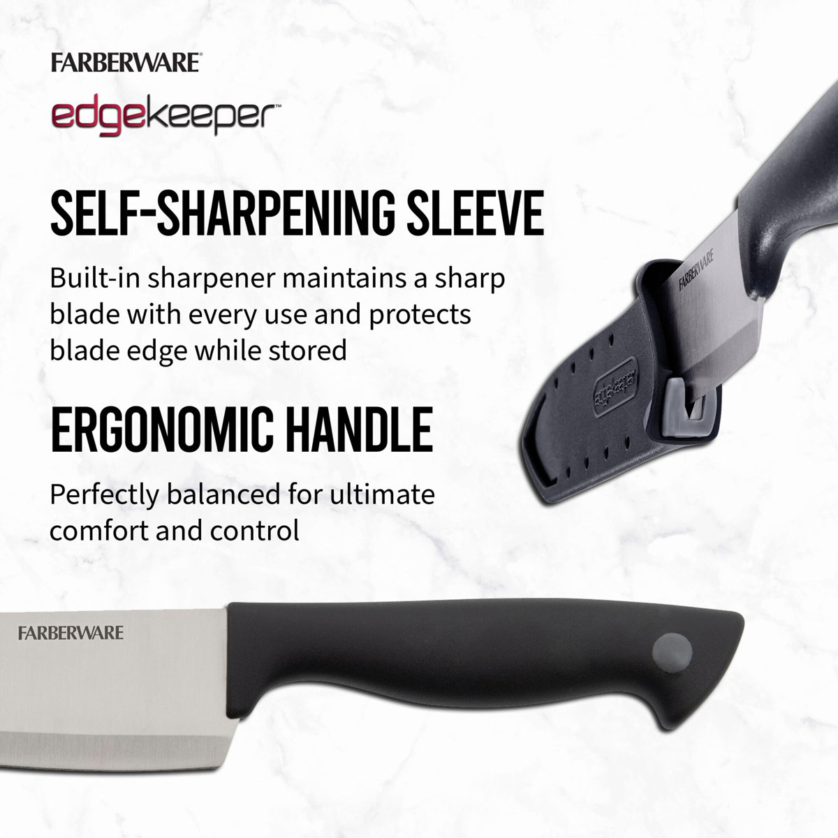 Farberware Edgekeeper Chef Knife with Built-In Self-Sharpening Blade Cover